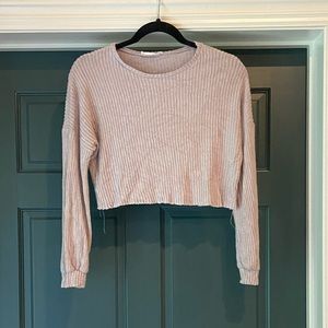 Purple cropped sweater from Honey Punch